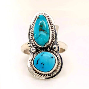 SOLD Navajo Kingman Turquoise Rin.g -2 Stone