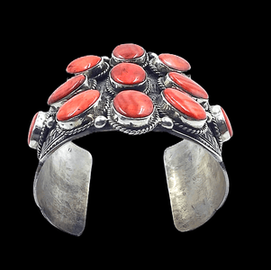 sold Wide Navajo Red Spiny Oyster B.racelet- Native American