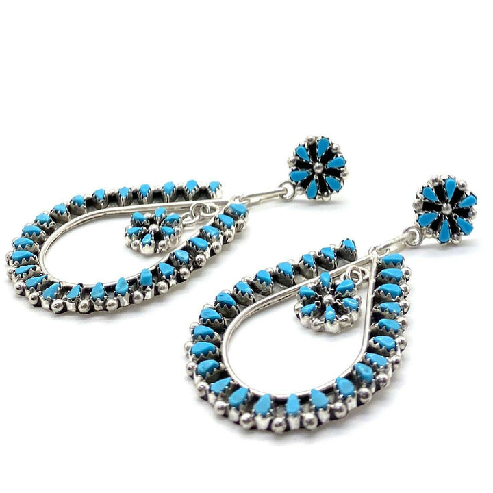 Handmade Zuni Petit Point Turquoise Earrings