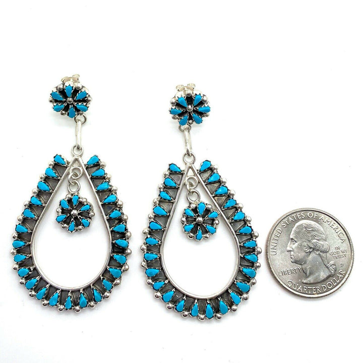 Handmade Zuni Petit Point Turquoise Earrings