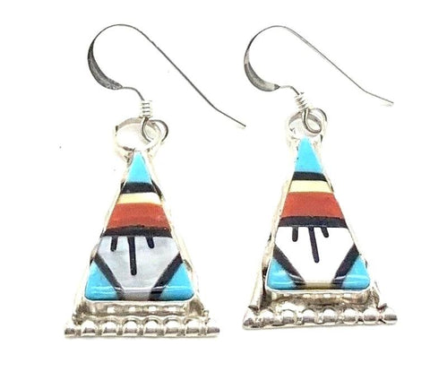 Image of Native American Jewelry - Zuni Multi-Stone Dangle Earrings-Carol Niiha