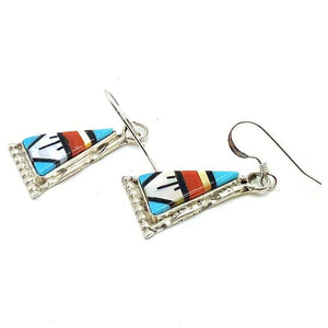 Native American Jewelry - Zuni Multi-Stone Dangle Earrings-Carol Niiha