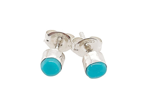 Image of Native American Jewelry - Zuni Sleeping Beauty Turquoise Stud Earrings Dot