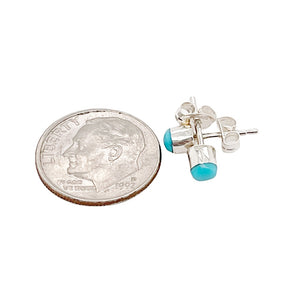 Native American Jewelry - Zuni Sleeping Beauty Turquoise Stud Earrings Dot