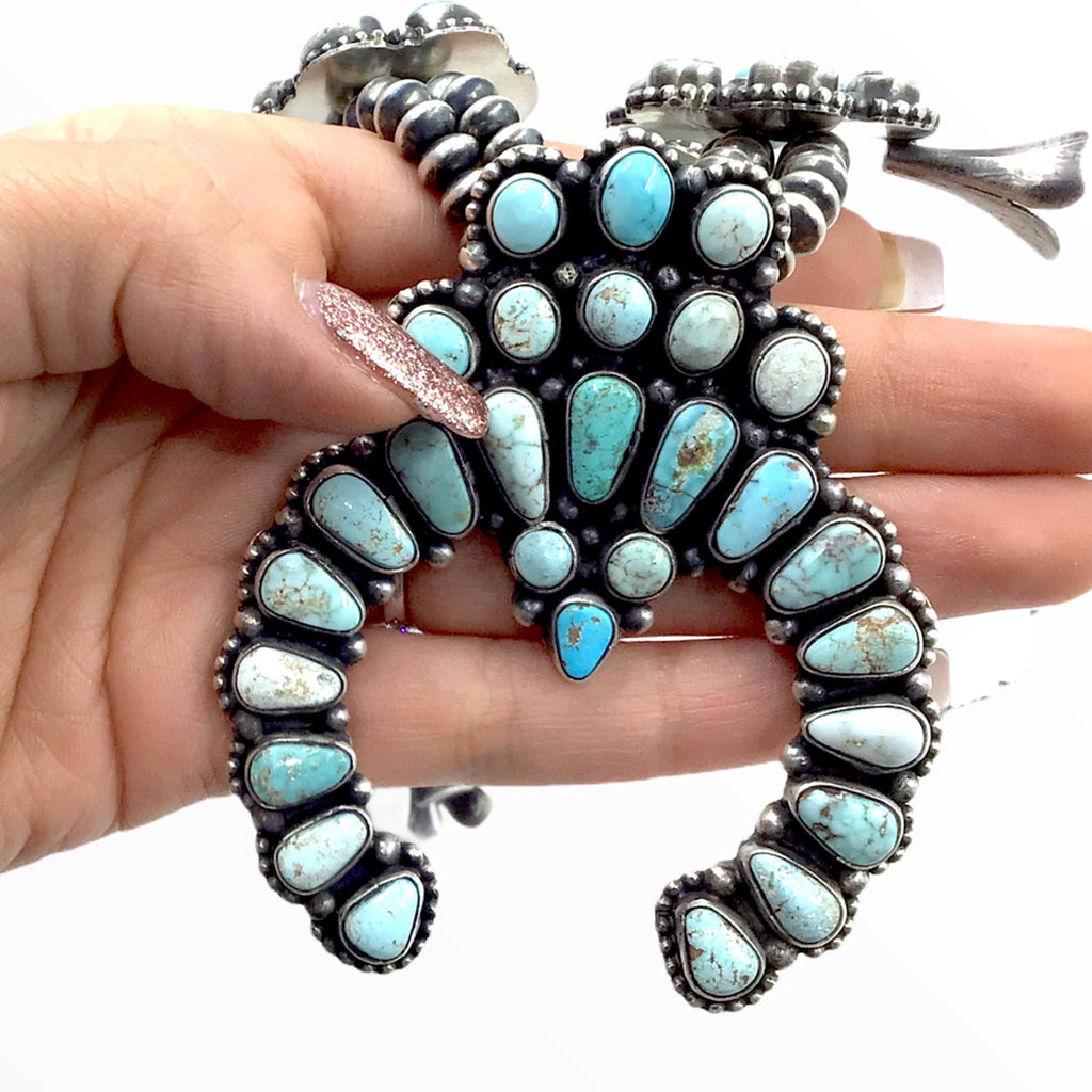 sold Amazing Navajo Dry Creek Turquoise S.quash Blossom Cluster N