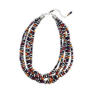 Native American Necklaces - Five Strand Navajo Pearls & Spiny Oyster Necklace - Geneva J.A. - Native American