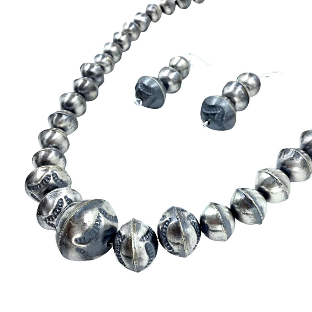 Oxidized Sterling Silver Bead Necklace