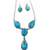 Native American Necklaces - Navajo Blue Bird Teardrop Turquoise Dangle Necklace & Earrings Set - Samson Edsitty