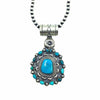 Native American Necklaces - Navajo Blue Turquoise Cluster Pendant & Navajo Pearls Sterling Silver Necklace - Native American