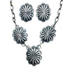 Native American Necklaces - Navajo Concho Oxidized Sterling Silver Necklace Set - Native American