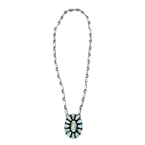 Image of Native American Necklaces - Navajo Dry Creek Turquoise Cluster Chain Necklace - Native American