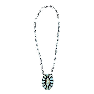 Native American Necklaces - Navajo Dry Creek Turquoise Cluster Chain Necklace - Native American
