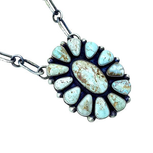Native American Necklaces - Navajo Dry Creek Turquoise Cluster Chain Necklace - Native American