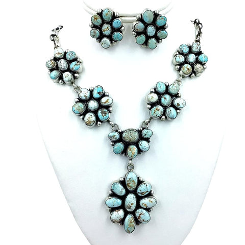 Image of Native American Necklaces - Navajo Dry Creek Turquoise Cluster Dangle Necklace Set - Bea Tom - Native American