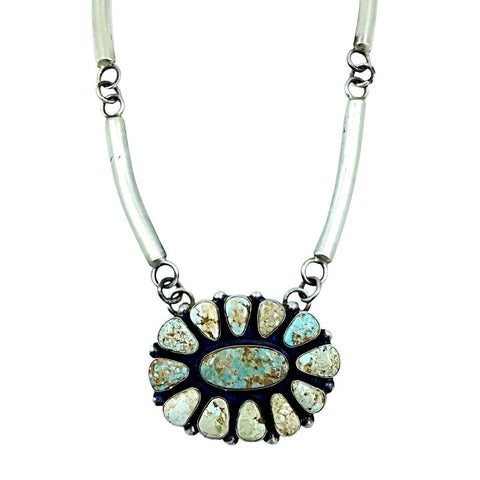 Image of Native American Necklaces - Navajo Dry Creek Turquoise Cluster Necklace - Native American