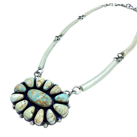 Image of Native American Necklaces - Navajo Dry Creek Turquoise Cluster Necklace - Native American