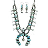 Native American Necklaces - Navajo Dry Creek Turquoise Squash Blossom Necklace Set - Native American