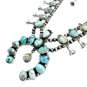 Native American Necklaces - Navajo Dry Creek Turquoise Squash Blossom Necklace Set - Native American