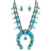 Native American Necklaces - Navajo Kingman Turquoise Squash Blossom Native American Necklace Set - Ella Peters - Native American