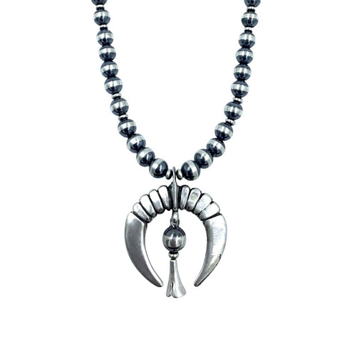 Image of Native American Necklaces - Navajo Pearls Naja Blossom Sterling Silver Necklace - Charles Johnson - Native American