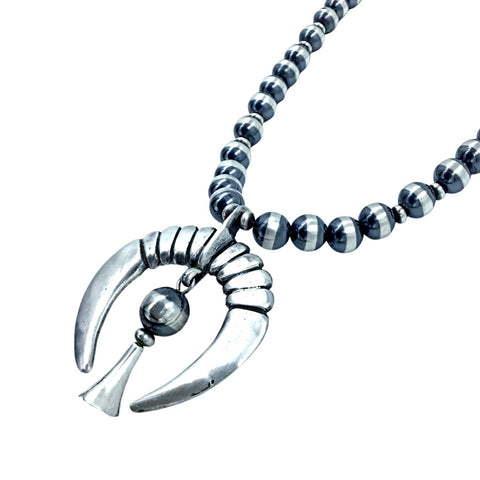 Image of Native American Necklaces - Navajo Pearls Naja Blossom Sterling Silver Necklace - Charles Johnson - Native American