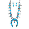 Native American Necklaces - Navajo Squash Blossom Turquoise Necklace Set - Ella Peters - Native American