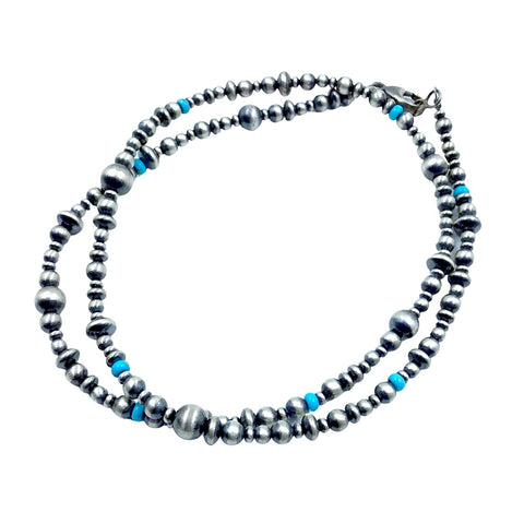 Image of Native American Necklaces & Pendants - 24 Inch Navajo Pearls & Sleeping Beauty Turquoise Necklace - Native American