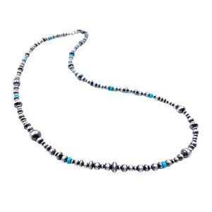Native American Necklaces & Pendants - 24 Inch Navajo Pearls & Sleeping Beauty Turquoise Necklace - Native American