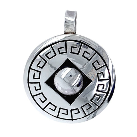 Image of Native American Necklaces & Pendants - Alvin Begay Navajo Engraved Sterling Silver Etched Pendant - Native American