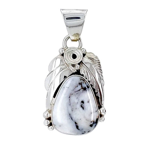 Image of Native American Necklaces & Pendants - Beautiful Navajo White Buffalo Sterling Silver Pendant - Shirley Henry