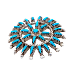 Native American Necklaces & Pendants - Beautiful Zuni Petit Point Sleeping Beauty Turquoise Pendant & Pin - Jennie Gasper