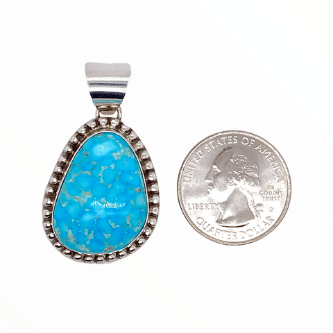 Image of Native American Necklaces & Pendants - Blue Glaze Kingman Turquoise Pendant - Samson Edsitty Navajo