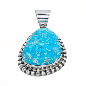 Native American Necklaces & Pendants - Blue Glaze Kingman Turquoise Pendant - Samson Edsitty Navajo