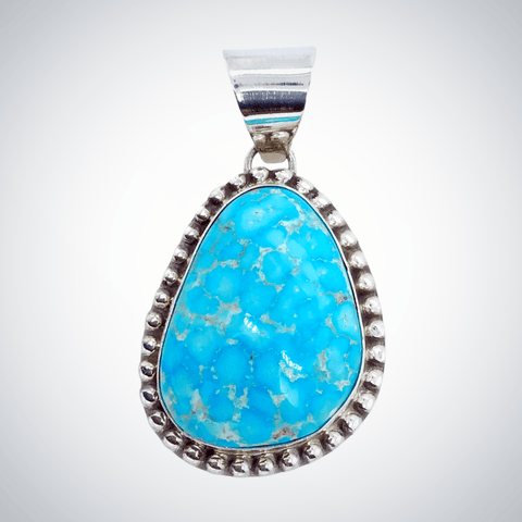 Image of Native American Necklaces & Pendants - Blue Glaze Kingman Turquoise Pendant - Samson Edsitty Navajo