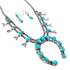 Native American Necklaces & Pendants - Blue Green Kingman Turquoise Squash Blossom Set - Ella Peters Navajo