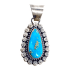 Native American Necklaces & Pendants - Bluebird Teardrop Turquoise Embellished Silver Pendant - Shelia Becenti - Navajo