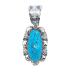 Native American Necklaces & Pendants - Embellished Kingman Spider Web Turquoise Pendant - Mary Ann Spencer Navajo