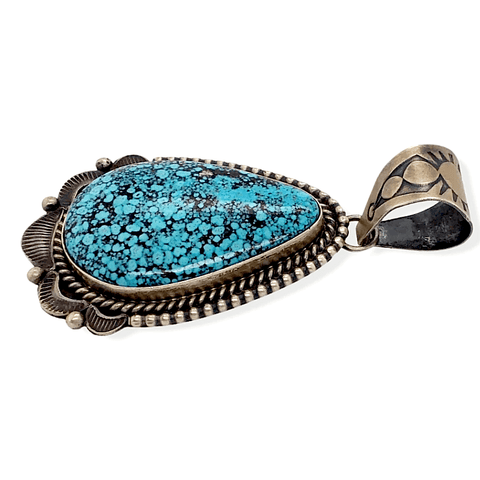 Image of Native American Necklaces & Pendants - Kingman Spider Web Turquoise Pendant -Old Style