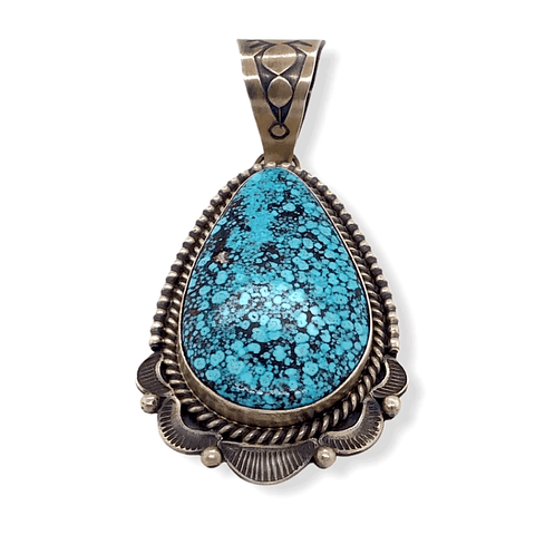 Image of Native American Necklaces & Pendants - Kingman Spider Web Turquoise Pendant -Old Style