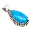 Native American Necklaces & Pendants - Kingman Turquoise Elongated Teardrop Pendant - Samson Edsitty Navajo