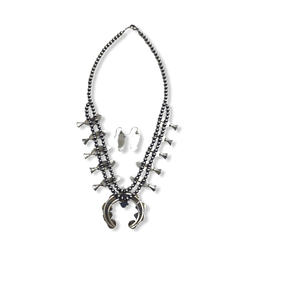 Native American Necklaces & Pendants - Kingman Turquoise Squash Blossom Necklace Set - Lorenzo Juan