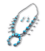 Native American Necklaces & Pendants - Kingman Turquoise Squash Blossom Necklace Set - Lorenzo Juan