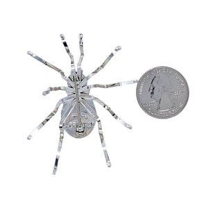 Native American Necklaces & Pendants - Large Navajo Onyx Sterling Silver Spider Pin - E. Spencer