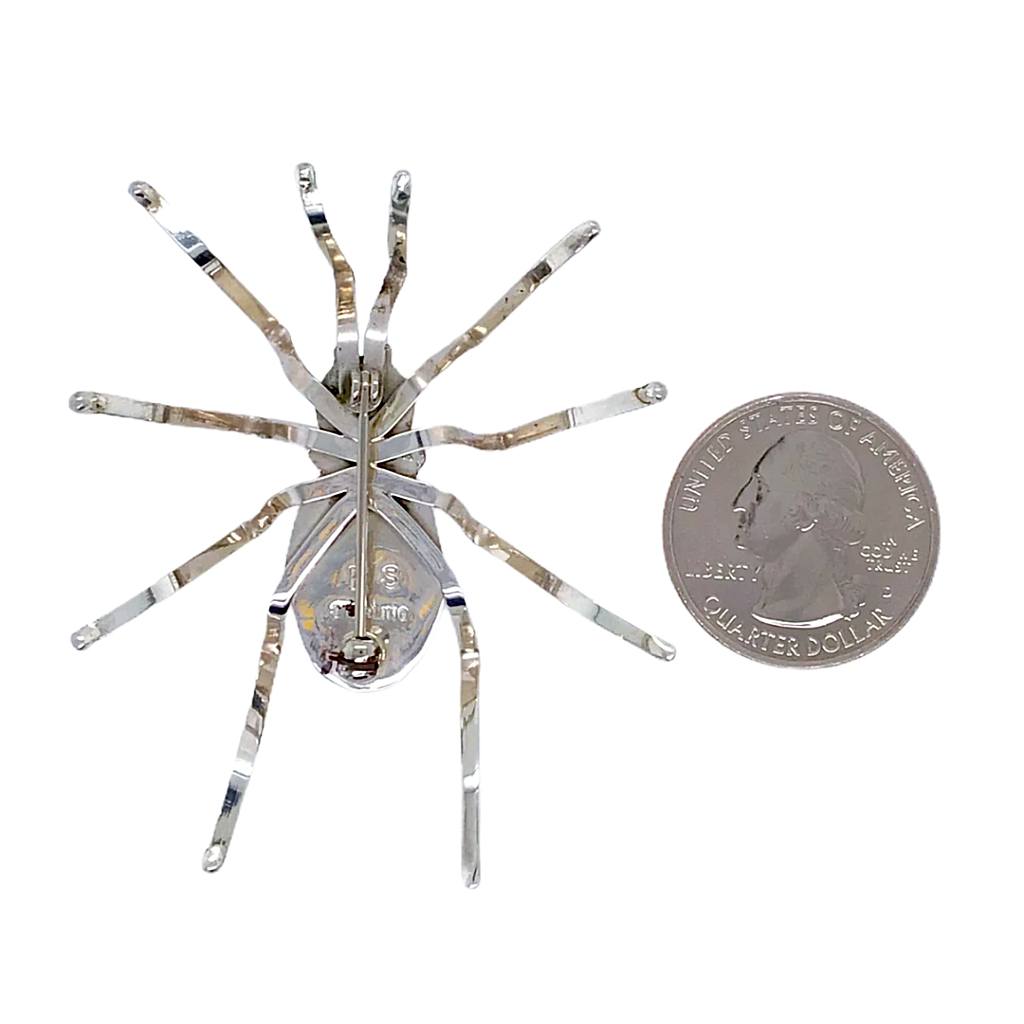 Native American Necklaces & Pendants - Large Navajo Sterling Silver Spider Pin - Emily Spencer