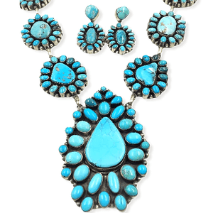 Native American Necklaces & Pendants - Large Navajo Turquoise Teardrop Necklace Set