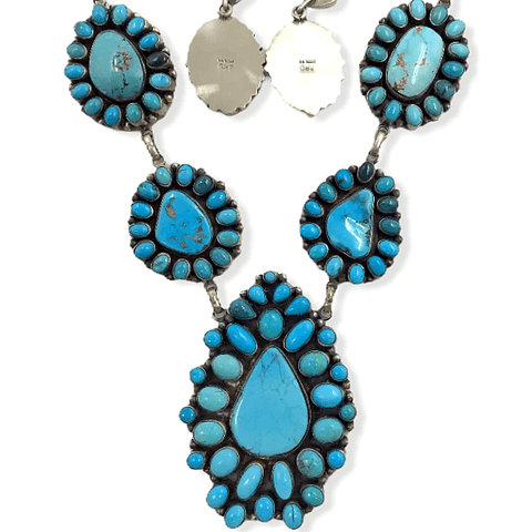 Image of Native American Necklaces & Pendants - Large Navajo Turquoise Teardrop Necklace Set