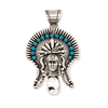 Native American Necklaces & Pendants - Large Navajo Turquoise & White Buffalo Chief Pendant