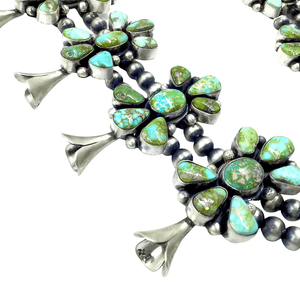 Native American Necklaces & Pendants - Large Royston Turquoise Squash Blossom Set - Bea Tom - Navajo