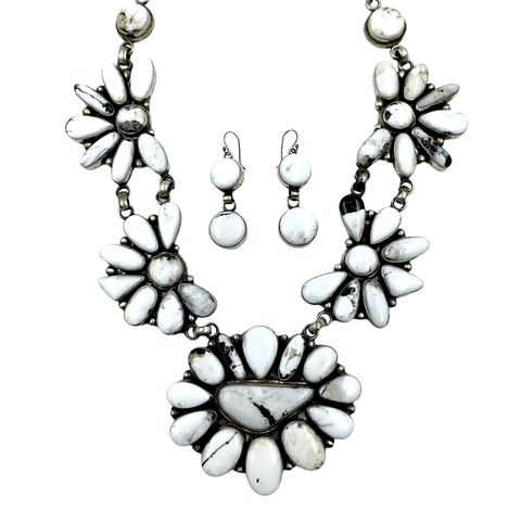 Image of Native American Necklaces & Pendants - Large White Buffalo Necklace Set - Kathleen Chavez, Navajo
