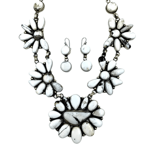 Native American Necklaces & Pendants - Large White Buffalo Necklace Set - Kathleen Chavez, Navajo